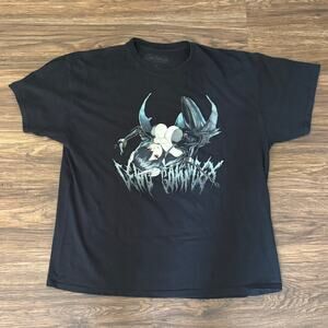 Vintage Visual Kei Goth Anime Tee Black Distressed Graphic Shirt Size L